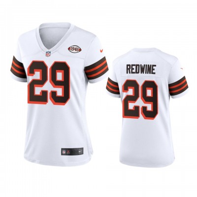 Women Cleveland Browns #29 Sheldrick Redwine Nike 1946 Collection Alternate Game Limited NFL Jersey - White